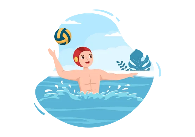 Joueur de volley-ball jouant dans la piscine  Illustration