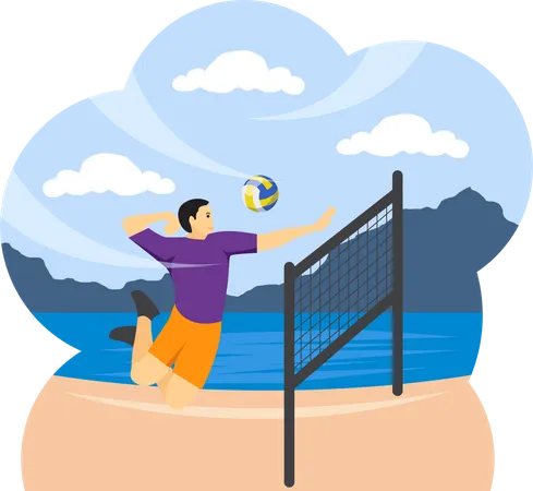 Joueur de volley-ball fracassant  Illustration