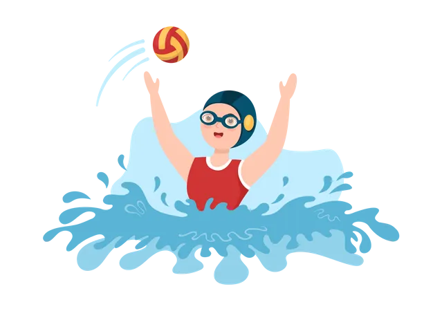 Joueur de sport de water-polo dans la piscine  Illustration