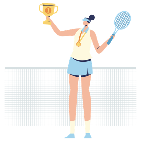 Un joueur remporte une compétition de tennis  Illustration