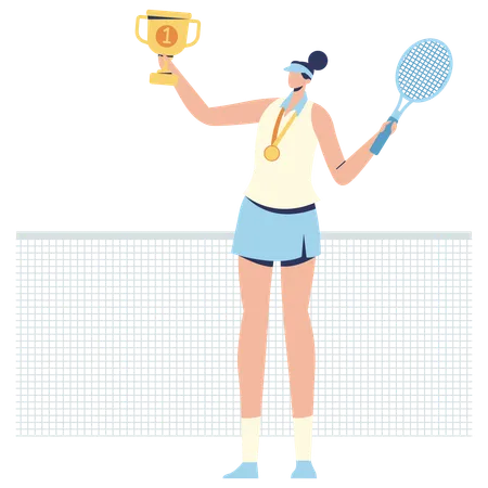 Un joueur remporte une compétition de tennis  Illustration