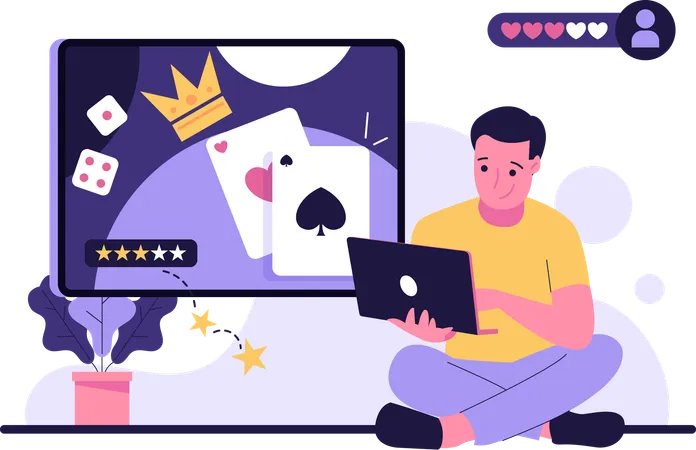 Joueur jouant au poker en ligne  Illustration