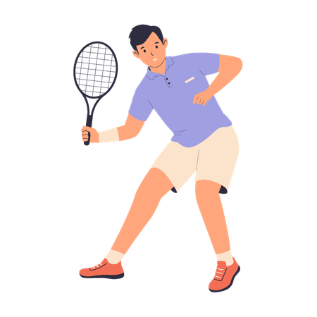 Joueur jouant au tennis long  Illustration