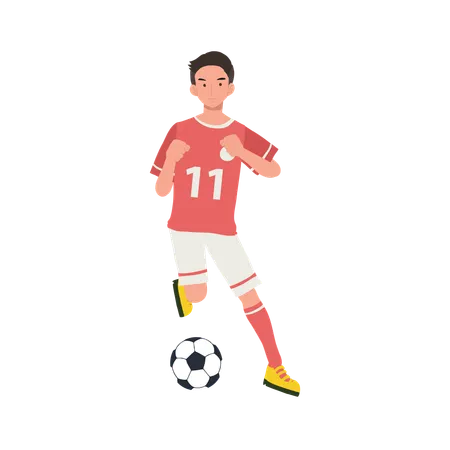 Joueur masculin jouant au football  Illustration