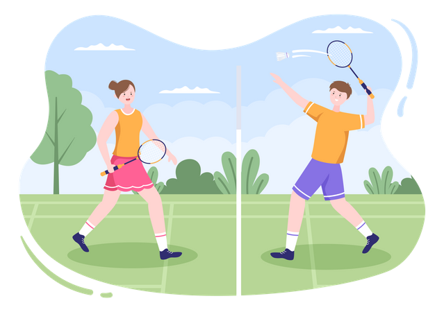 Joueur pratiquant le badminton  Illustration