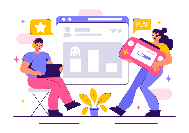 Joueur professionnel jouant à des jeux vidéo  Illustration