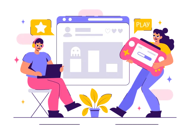 Joueur professionnel jouant à des jeux vidéo  Illustration