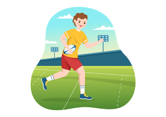 Joueur de sport jouant au rugby  Illustration