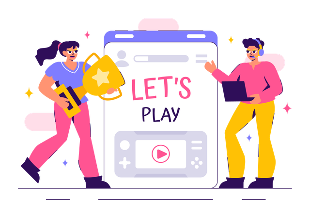 Joueurs de jeux avec des compétences de jeu  Illustration