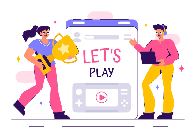 Joueurs de jeux avec des compétences de jeu  Illustration