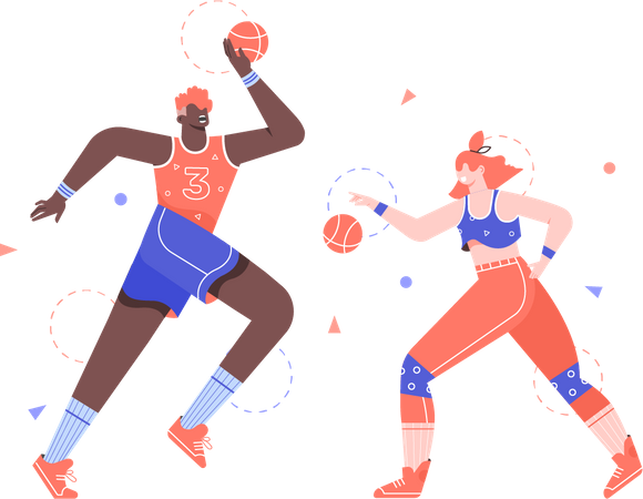 Joueurs de basketball  Illustration