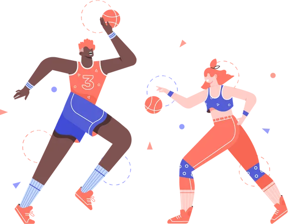 Joueurs de basketball  Illustration