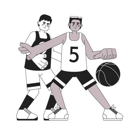 Joueurs de basket-ball avec ballon  Illustration