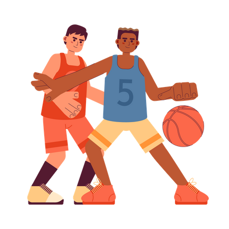 Joueurs de basket-ball avec ballon  Illustration