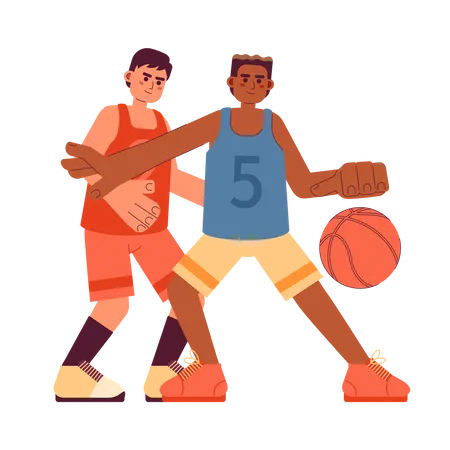 Joueurs de basket-ball avec ballon  Illustration