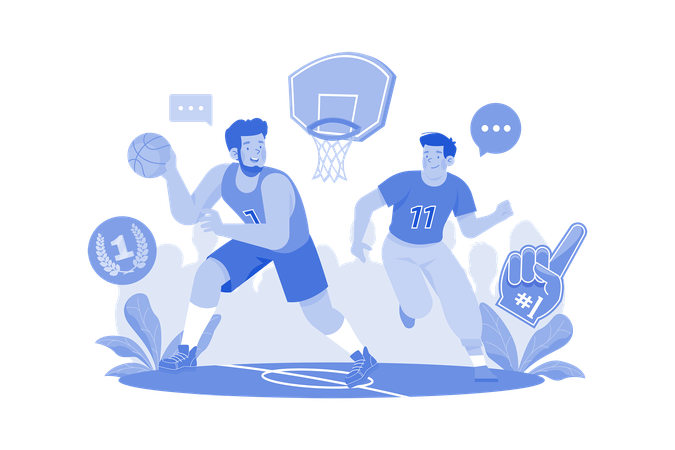 Joueurs de basket sur le terrain  Illustration