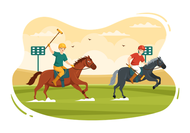 Joueurs de polo dans une compétition  Illustration