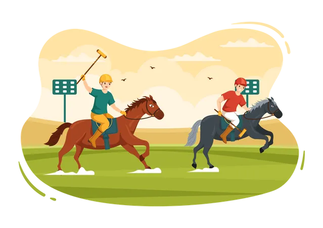 Joueurs de polo dans une compétition  Illustration