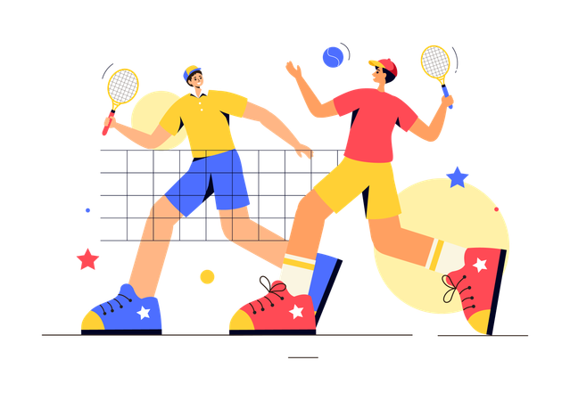 Joueurs de tennis en train de jouer un match  Illustration