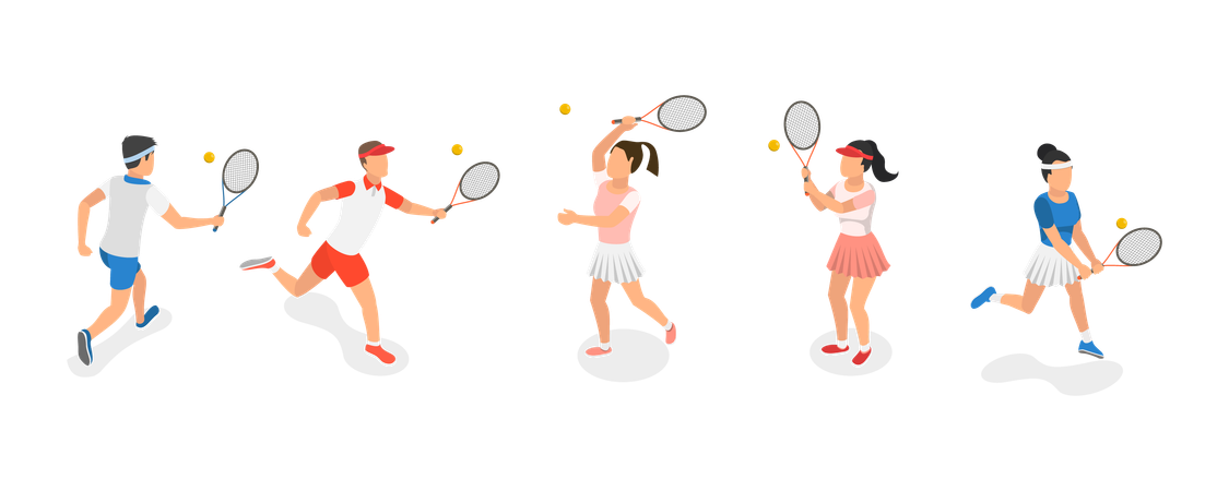 Joueurs de tennis jouant au tennis  Illustration