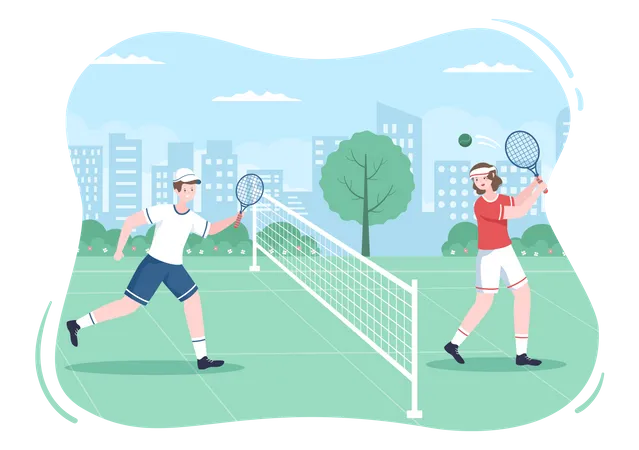 Joueurs de tennis pratiquant  Illustration