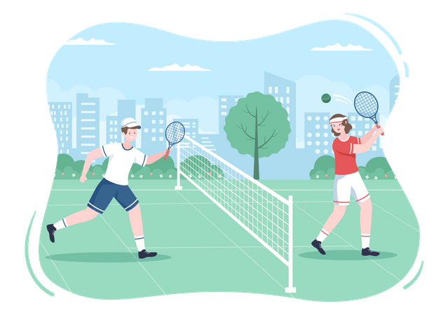 Joueurs de tennis pratiquant  Illustration