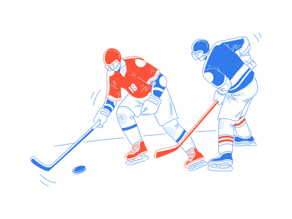 Joueurs jouant au hockey  Illustration