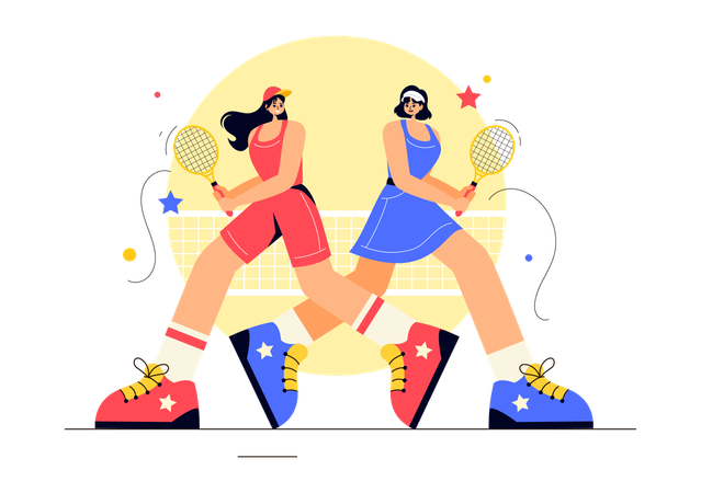 Joueurs jouant au tennis de table sur le terrain  Illustration