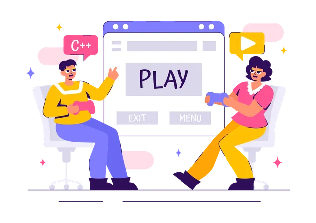 Des joueurs professionnels et mignons diffusent en ligne tout en jouant à des jeux vidéo sur une plateforme en direct  Illustration
