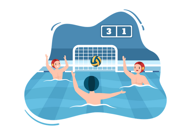 Joueurs sportifs jouant au water-polo  Illustration