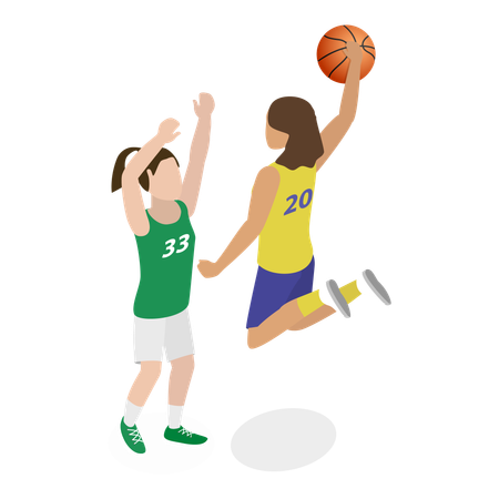 Joueuse de basket-ball jouant au basket-ball  Illustration