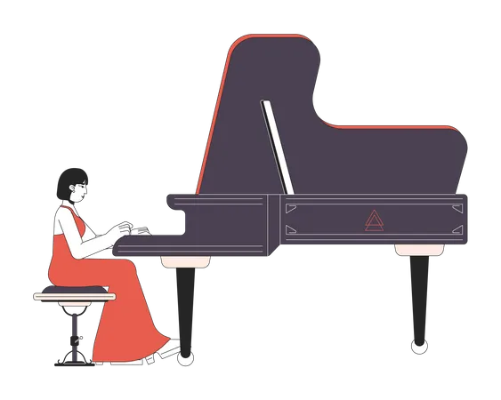 Joueuse de piano à queue  Illustration