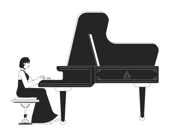 Joueuse de piano à queue  Illustration