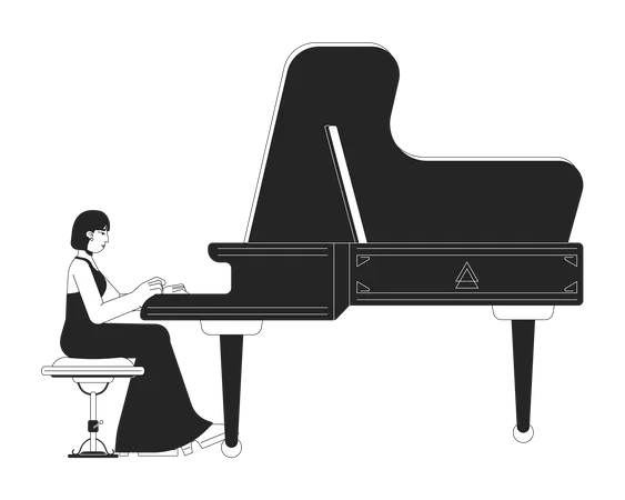 Joueuse de piano à queue  Illustration