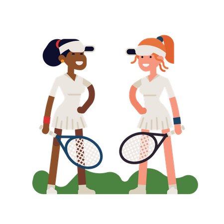 Joueuses de tennis professionnelles debout ensemble  Illustration