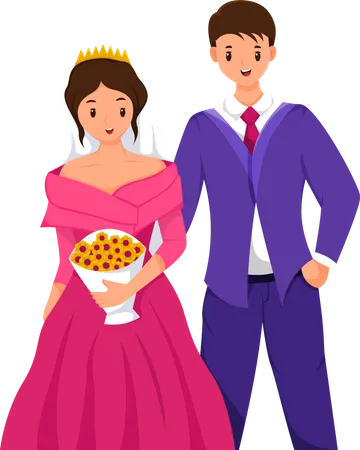 Jour du mariage des mariés  Illustration