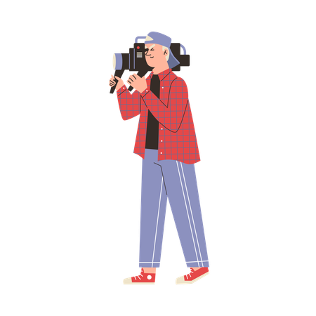 Journalist cameraman for news media  Illustration