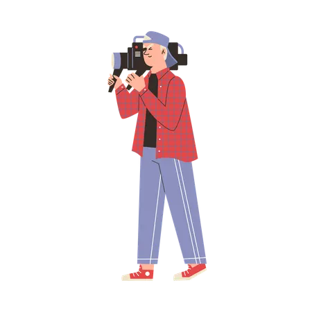 Journalist cameraman for news media  Illustration