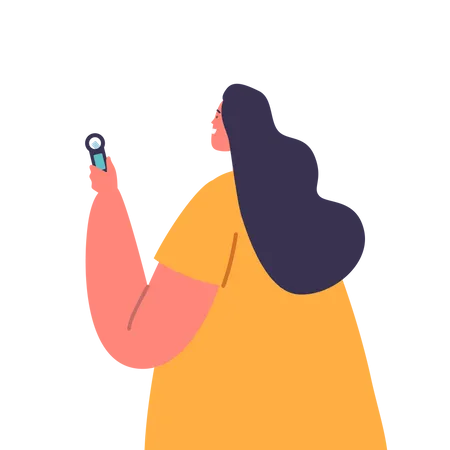 Journalist Female Stand with Dictaphone  Illustration
