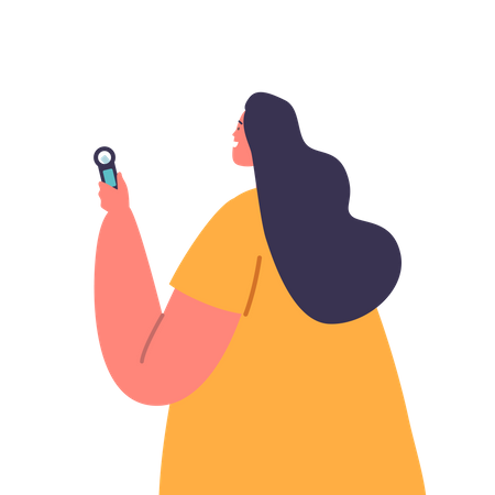 Journalist Female Stand with Dictaphone  Illustration