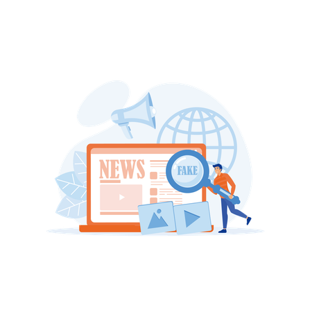 Journalist is finding fake news on media  Illustration