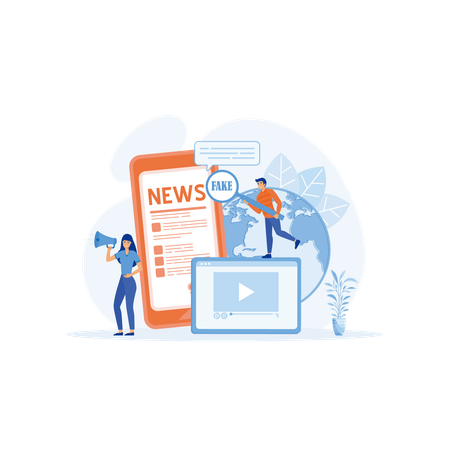 Journalist is searching for false news  Illustration