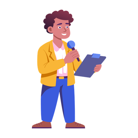 Journalist reading live news  Illustration