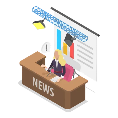 Journalist streaming on TV  Illustration