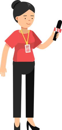 Journalist With Microphone  Illustration