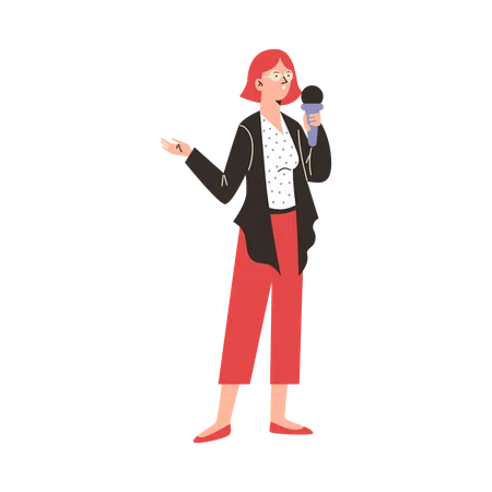Journalist with microphone  Illustration