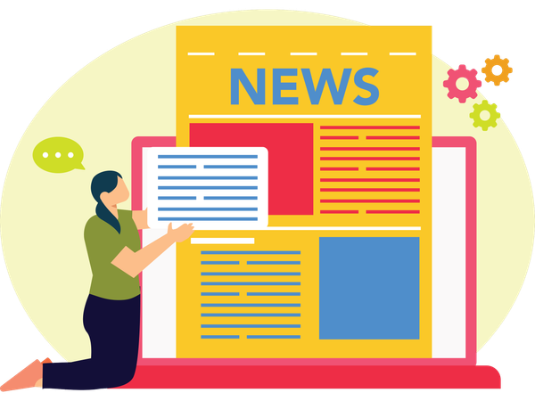 Journalist Writing News article  Illustration