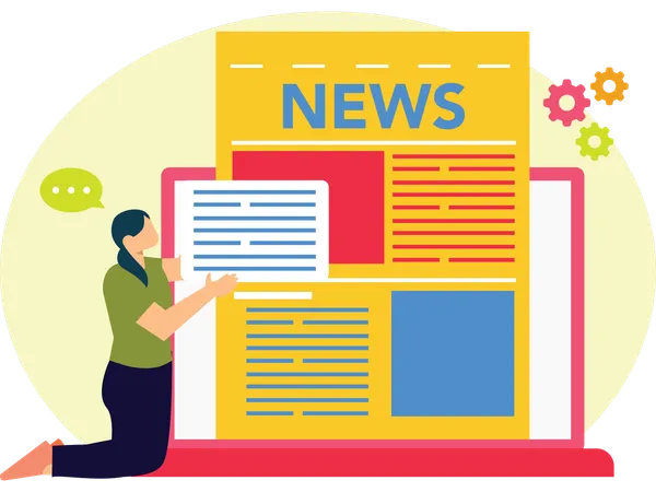 Journalist Writing News article  Illustration