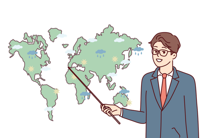 Journaliste donnant des nouvelles météo  Illustration