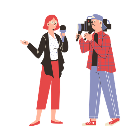 Journalists reporting for TV news  Illustration